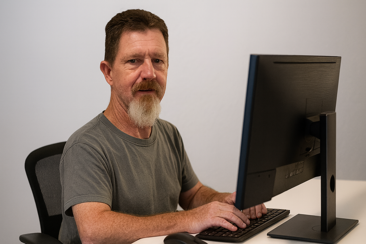 Rob Clever at his desk working on his online business